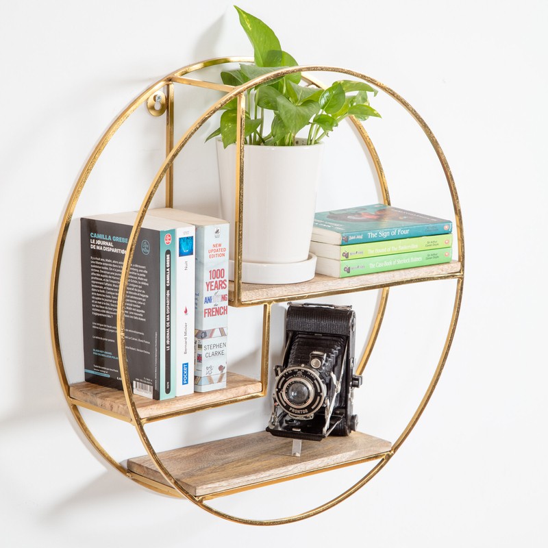 Aberdeen 3 Piece Circle Mango Wood Accent Shelf