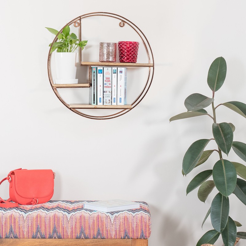 Aberdeen 3 Piece Circle Mango Wood Accent Shelf
