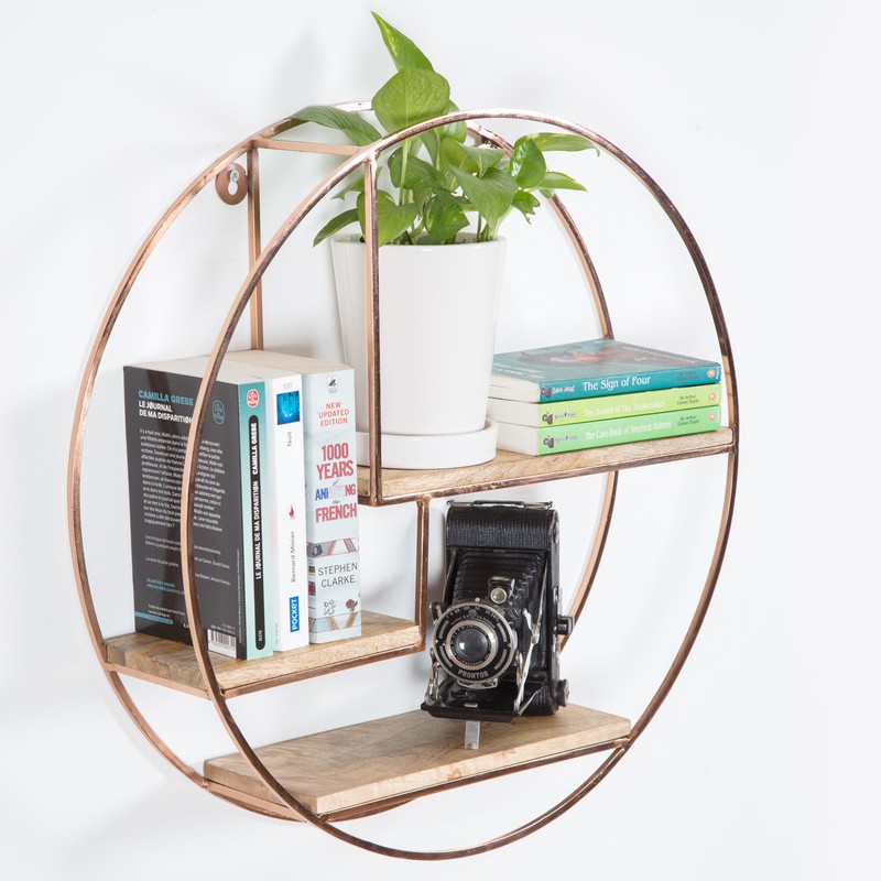 Aberdeen 3 Piece Circle Mango Wood Accent Shelf