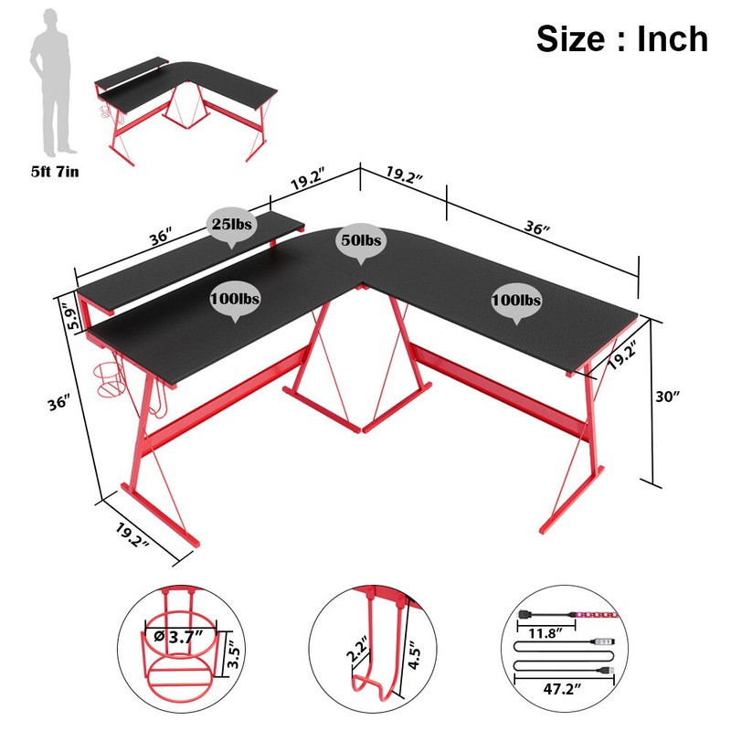 Abeyta Reversible L-Shape Gaming Desk