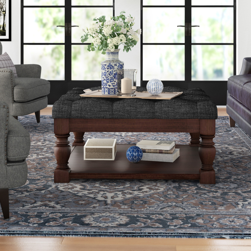 Abston 38'' Wide Tufted Square Cocktail Ottoman with Storage