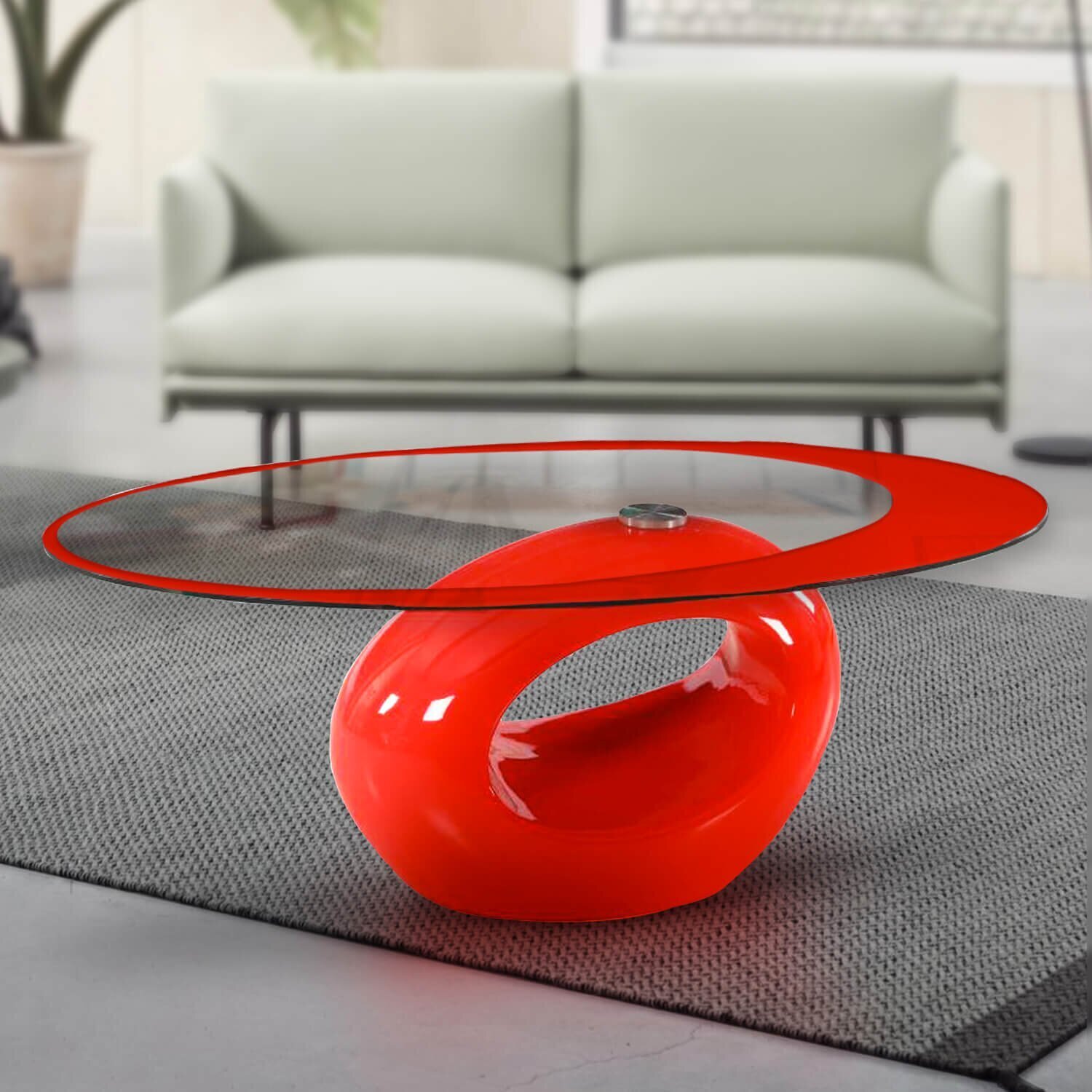 Abstract Glass Top Coffee Table 