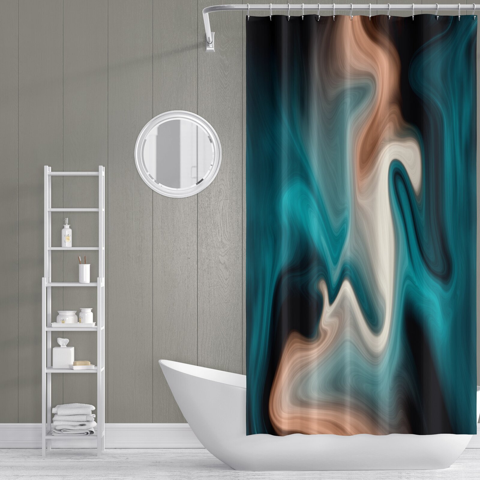 Abstract styled Extra long Shower Curtain
