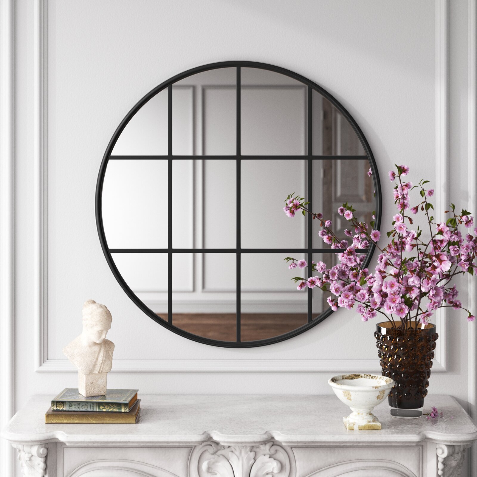 Accent mirror with grid