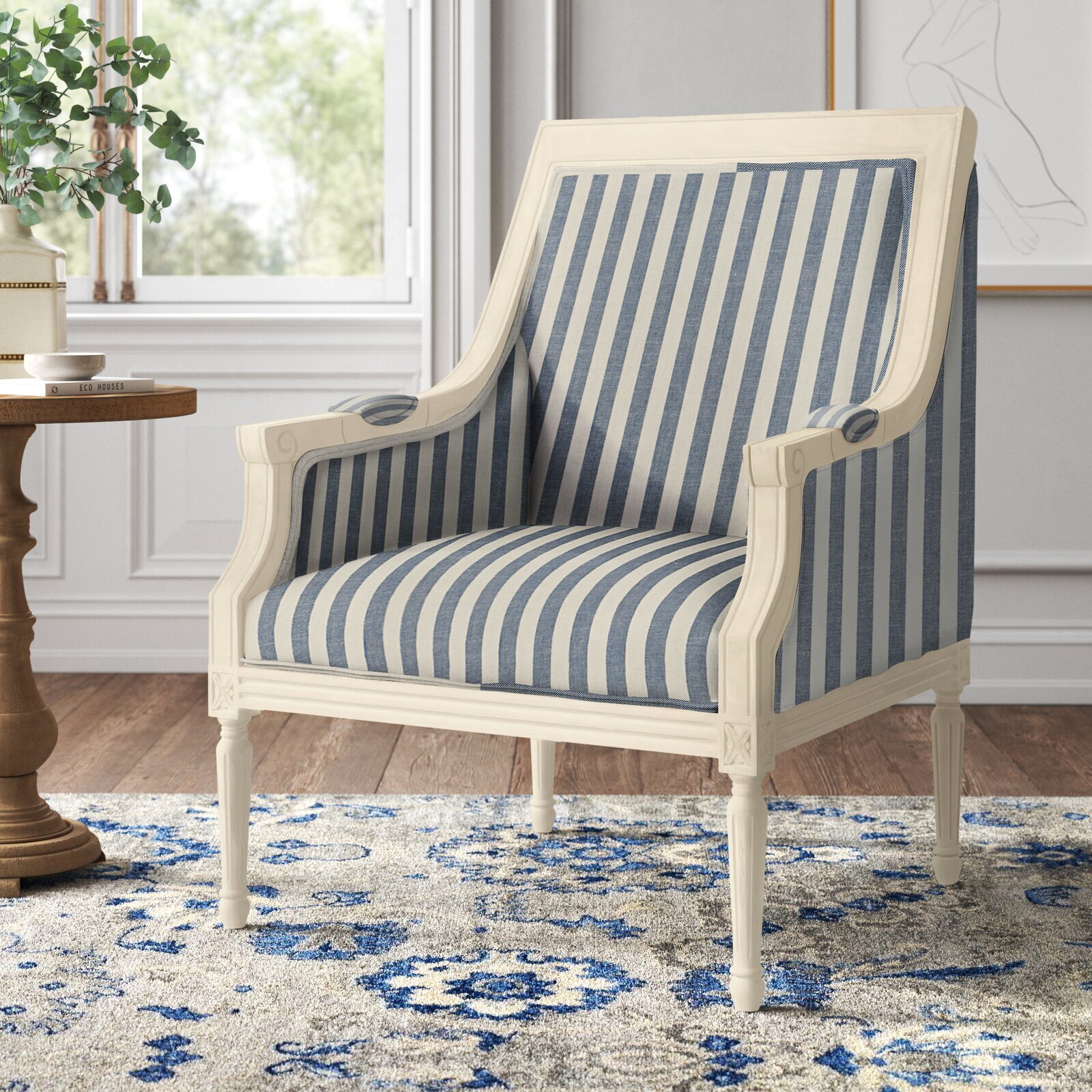 Accented Blue Stripe Chair
