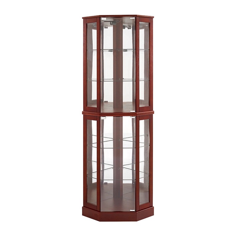 Adelphie 26'' Wide Mirrored Back Curio Cabinet with Lighting