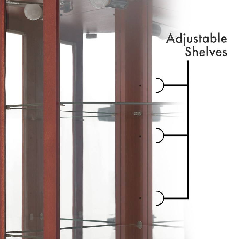 Adelphie 26'' Wide Mirrored Back Curio Cabinet with Lighting