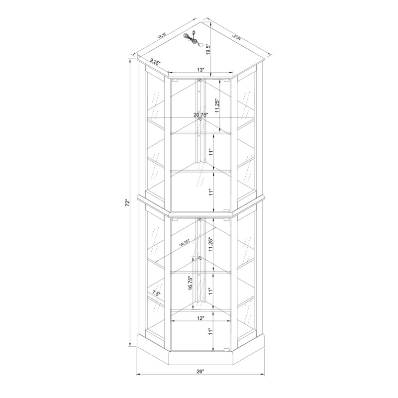 Adelphie 26'' Wide Mirrored Back Curio Cabinet with Lighting