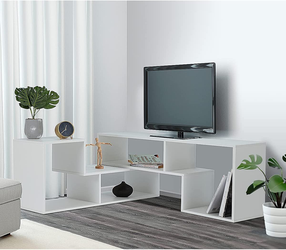 Adjustable and Expandable White TV Cabinet