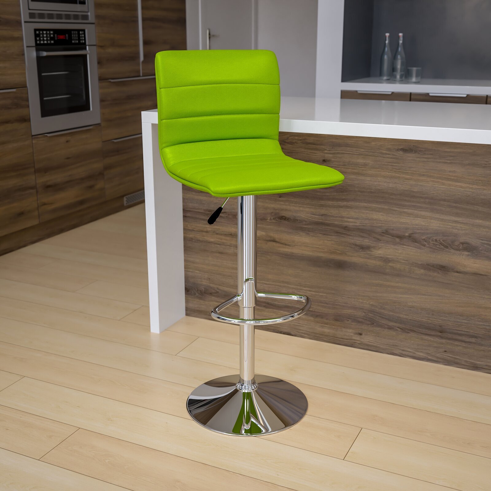 Adjustable extra tall bar stool in an accent hue