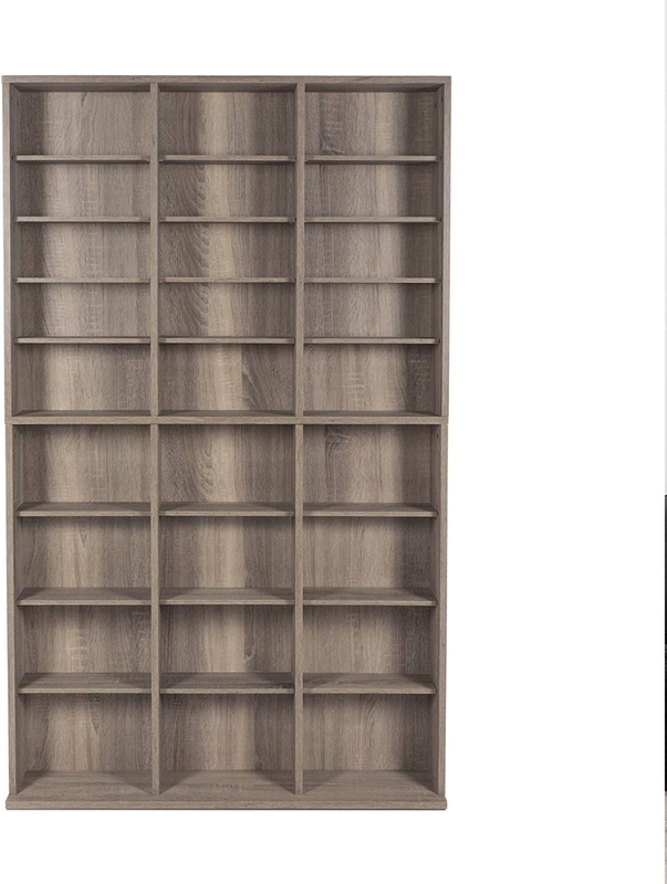Gray 40.6x9x35.3 Chipboard CHAHO CD Cabinet Media Storage Cabinet-Stylish Multimedia Storage Cabinet 