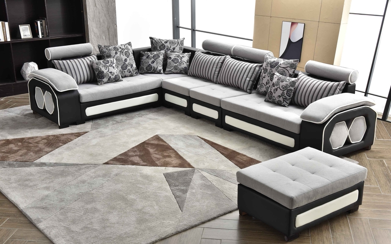 Ageliki 142" Wide Reversible Modular Sectional with Ottoman