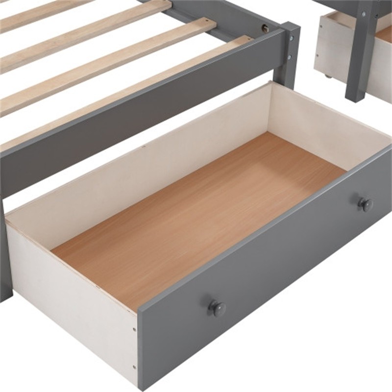 Agnar Twin Over Twin Over Full 2 Drawer L-Shaped Bunk Beds