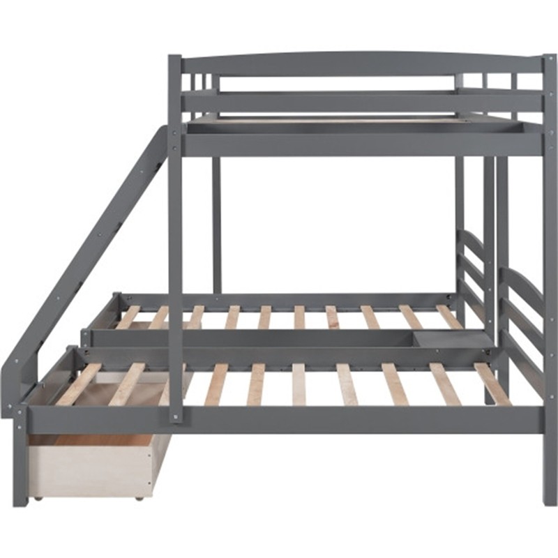 Agnar Twin Over Twin Over Full 2 Drawer L-Shaped Bunk Beds
