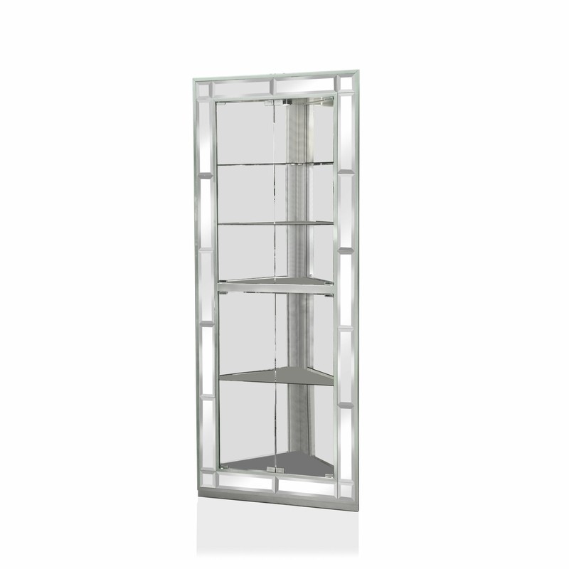 Aldo 31'' Wide Mirrored Back Curio Cabinet with Lighting