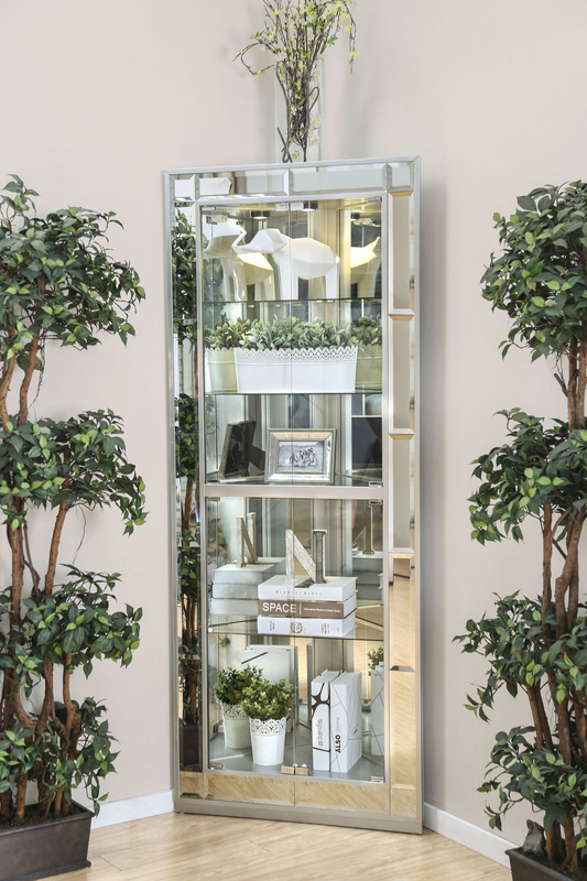 Aldo 31'' Wide Mirrored Back Curio Cabinet with Lighting
