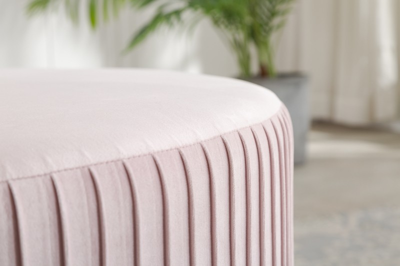 Alexandria 35.4'' Wide Velvet Round Cocktail Ottoman