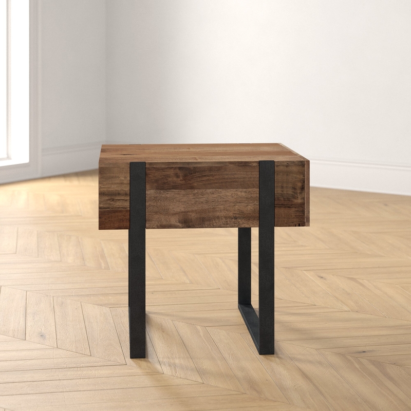Altamae 24'' Tall Solid Wood Sled End Table