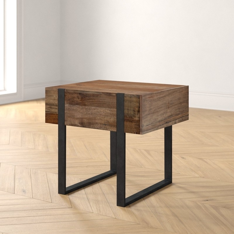 Altamae 24'' Tall Solid Wood Sled End Table