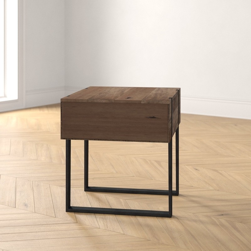 Altamae 24'' Tall Solid Wood Sled End Table