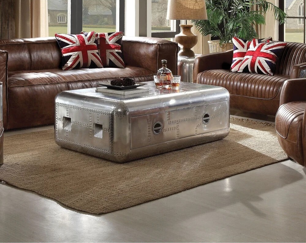 Aluminum Metal Chest and Coffee Table