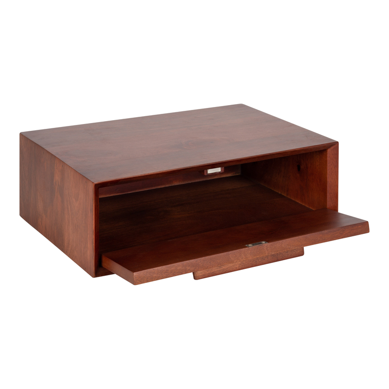 Alyra Mango Solid Wood Floating Wall Shelf with Drawers