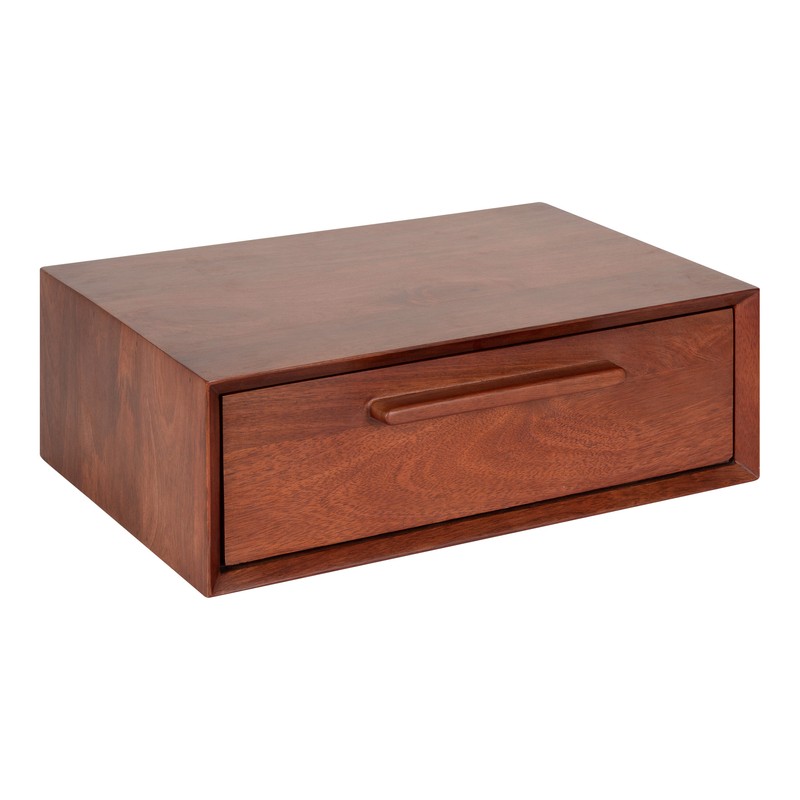 Alyra Mango Solid Wood Floating Wall Shelf with Drawers