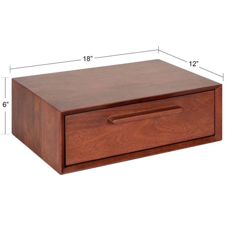 Alyra Mango Solid Wood Floating Wall Shelf with Drawers