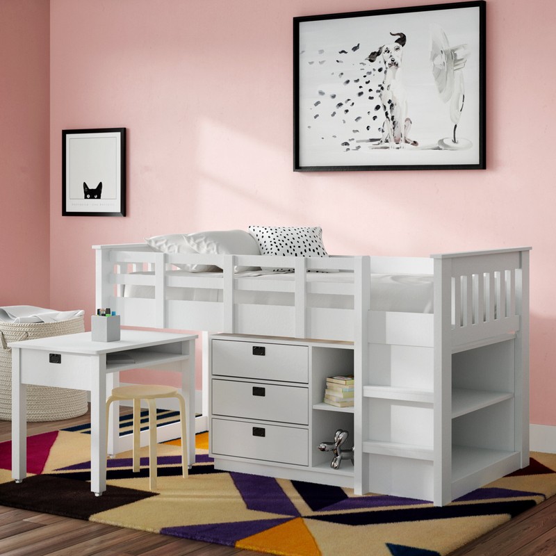 Angelica Twin Loft Bed with Bookcase by Mack & Milo™