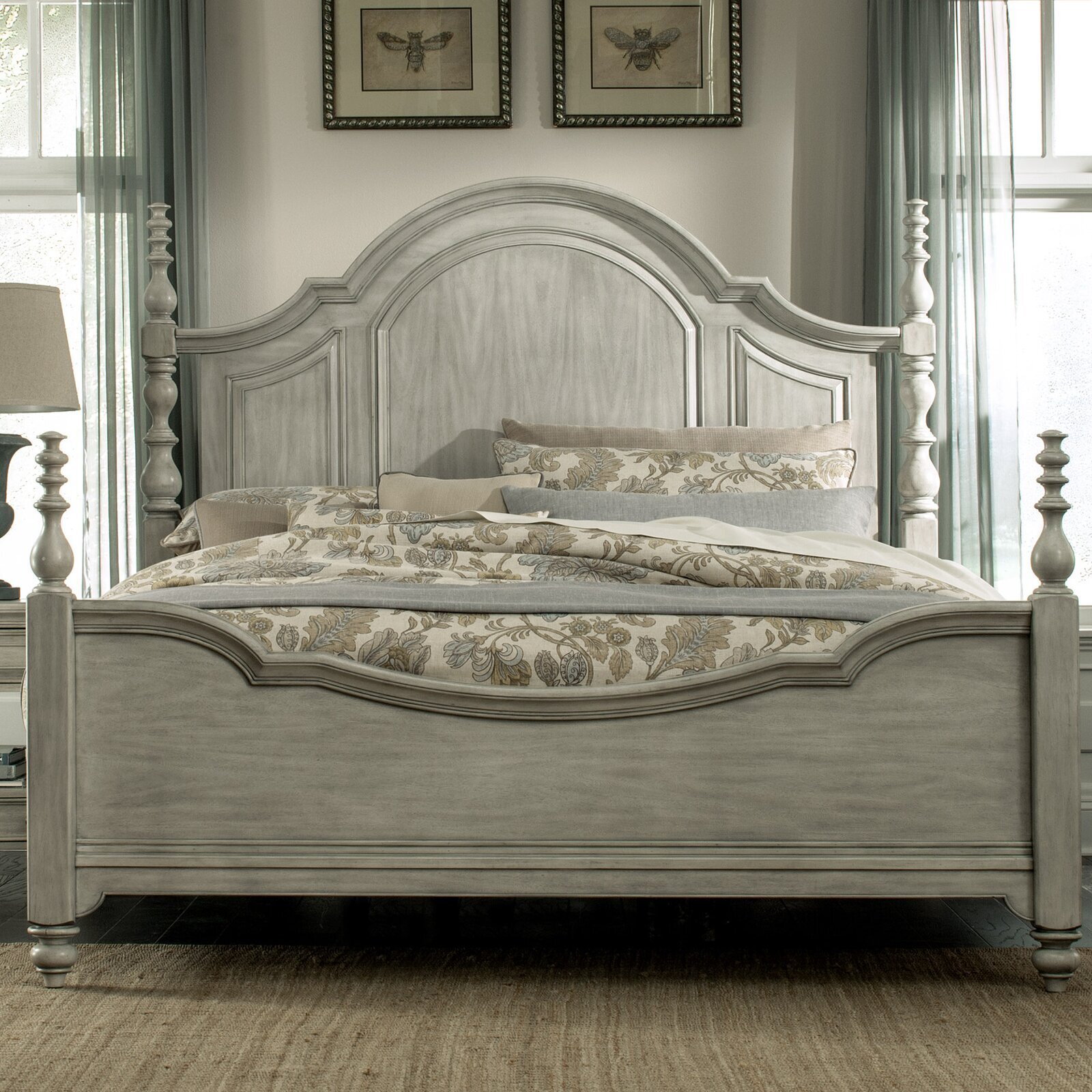 Antique Gray 4 poster Bed 