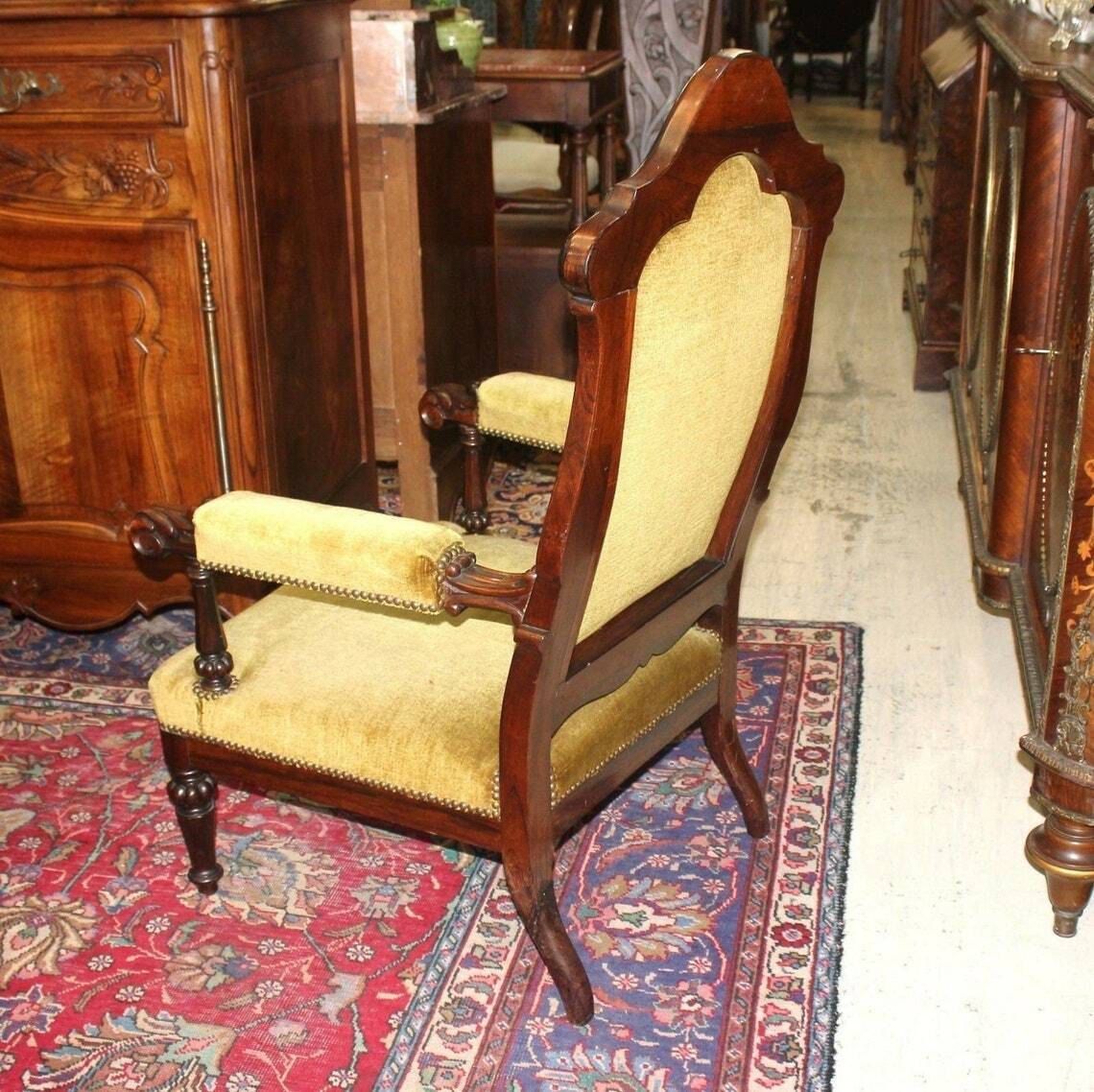 Antique Victorian chair style with monochrome upholstery