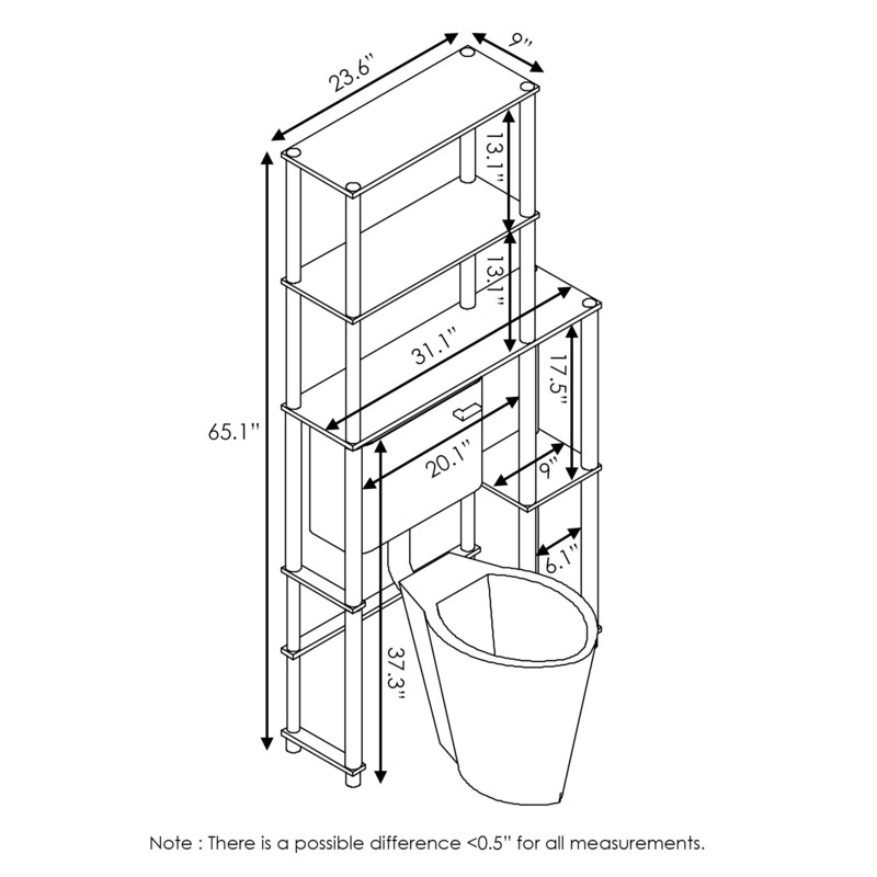 Antonucci 31.1'' W x 65.1'' H x 9'' D Over-The-Toilet Storage