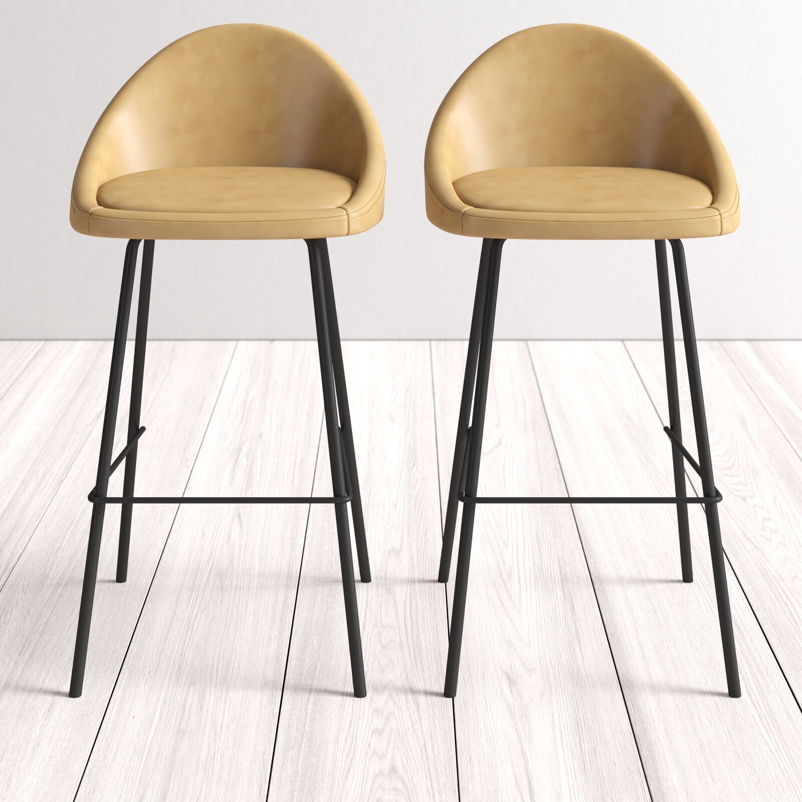 Arched Armless Leather Upholstered Stool