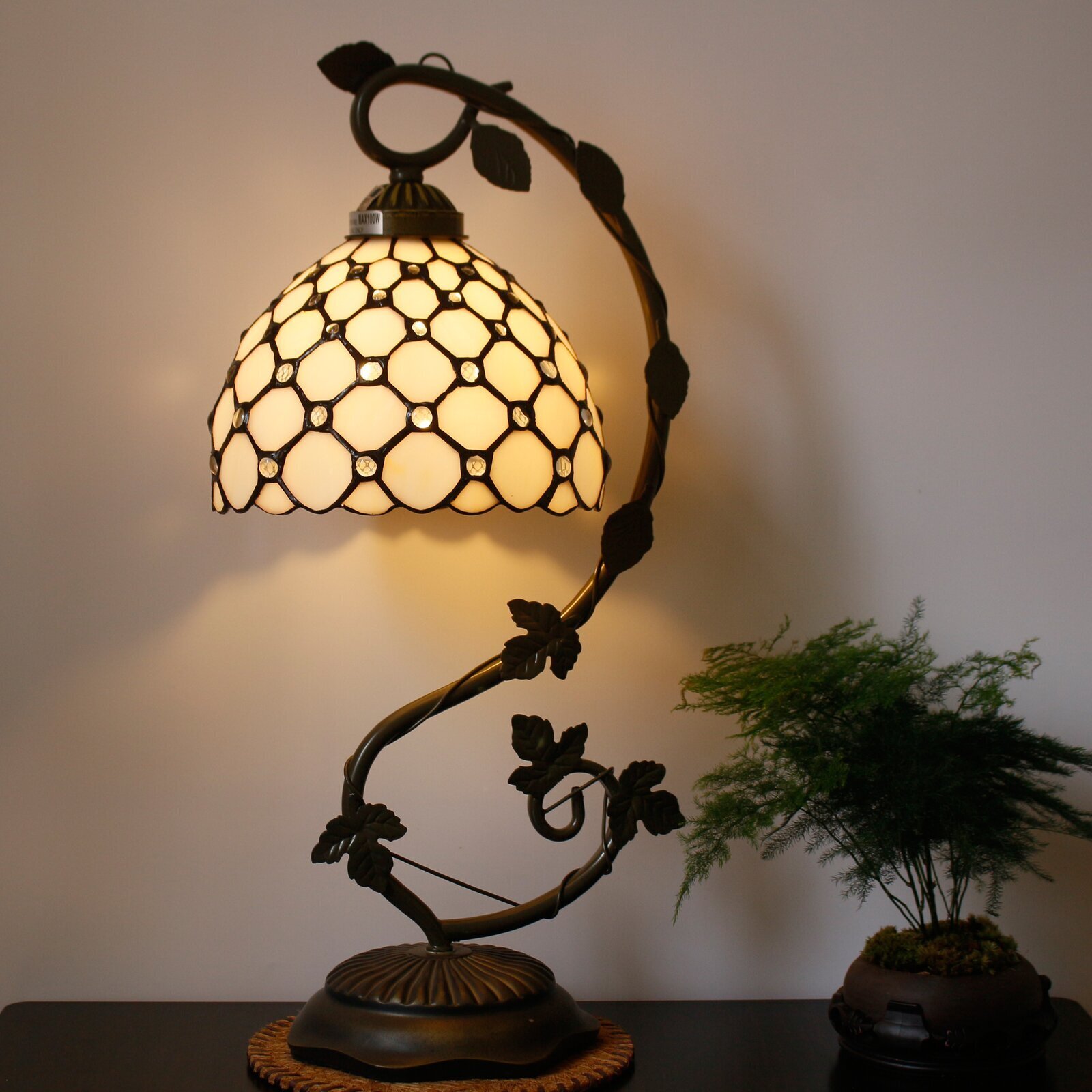 Art Nouveau Slag Glass Lamp