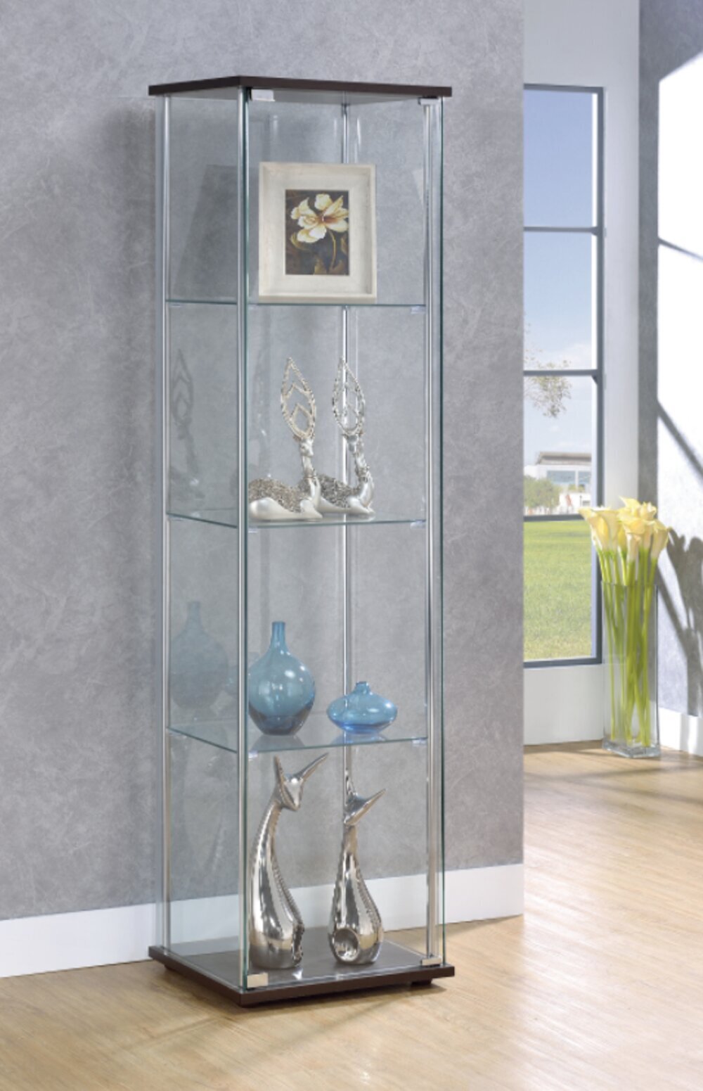 Artistic Clear Glass Corner Cabinet