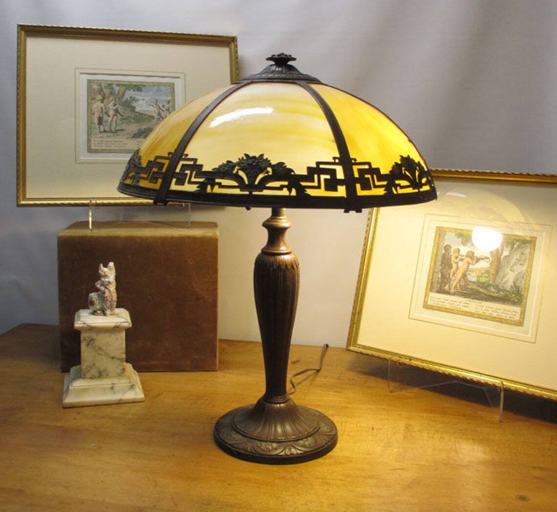 Arts and Crafts Slag Glass Lamp
