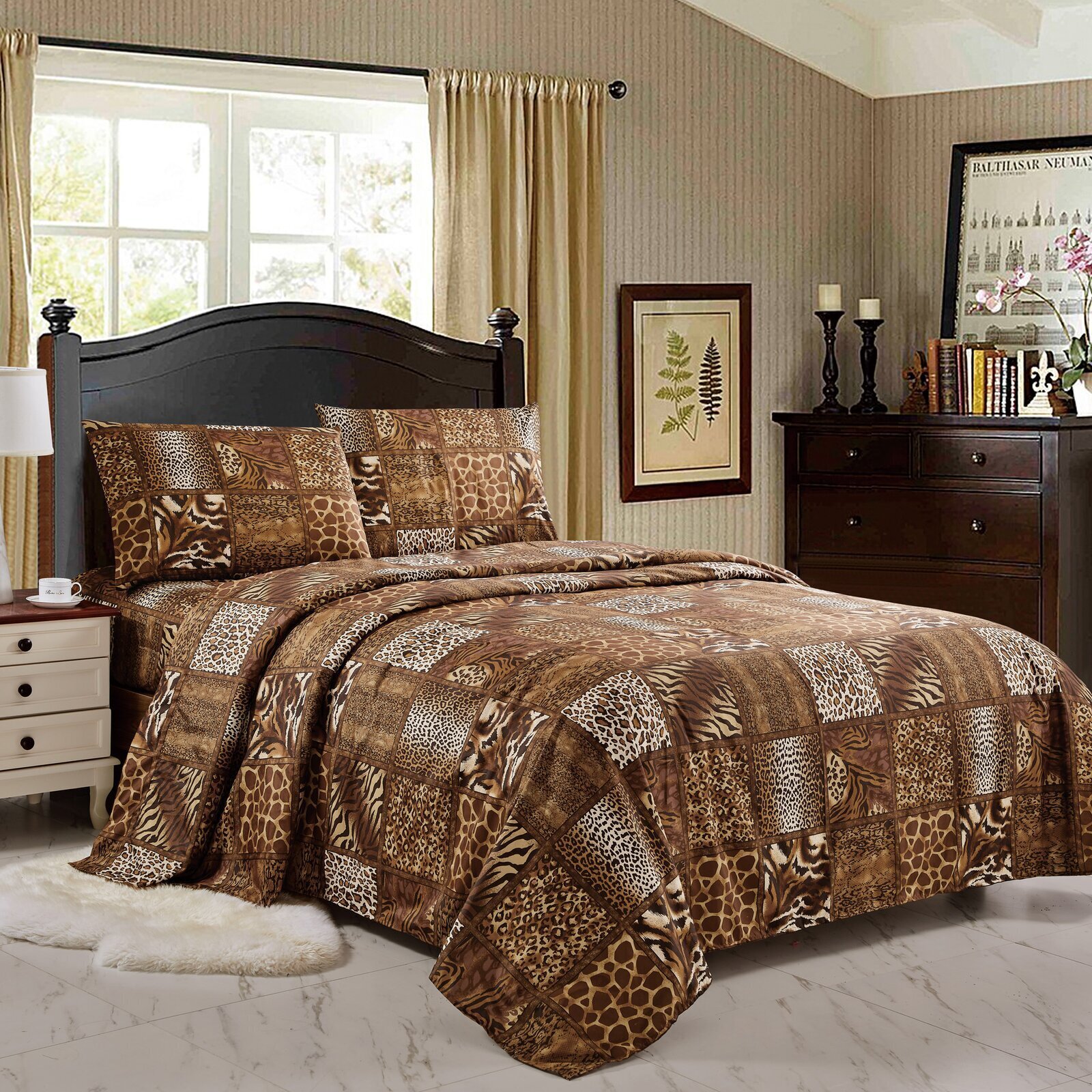 Assorted Animal and Leopard Print King Size Bedding