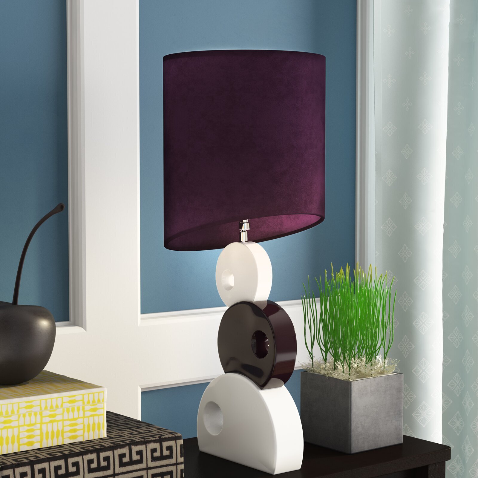 Asymmetric styled Purple Table Lamp
