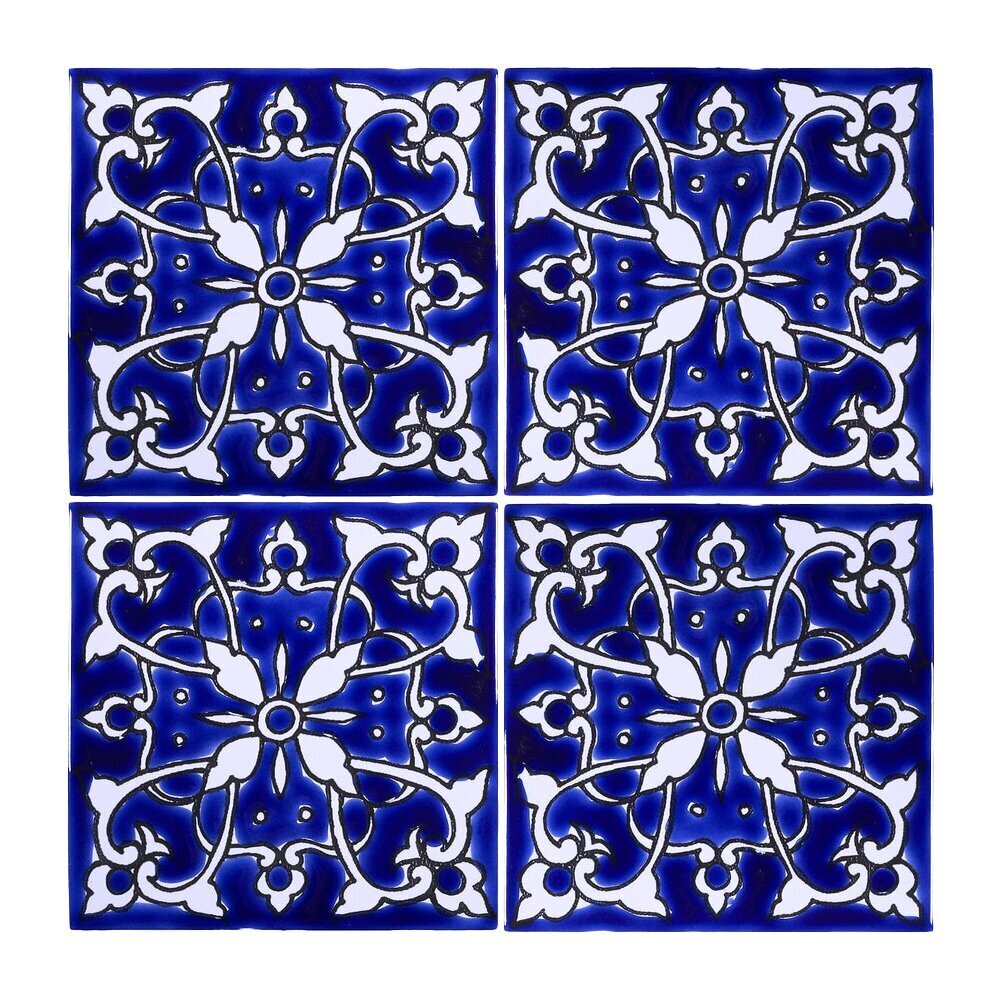 Azure blue decorative tile inserts