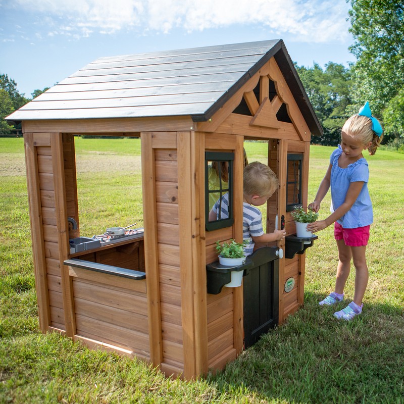 Backyard Discovery Sweetwater 42" x 46.69" Indoor/Outdoor Cedar Playhouse with Kitchen
