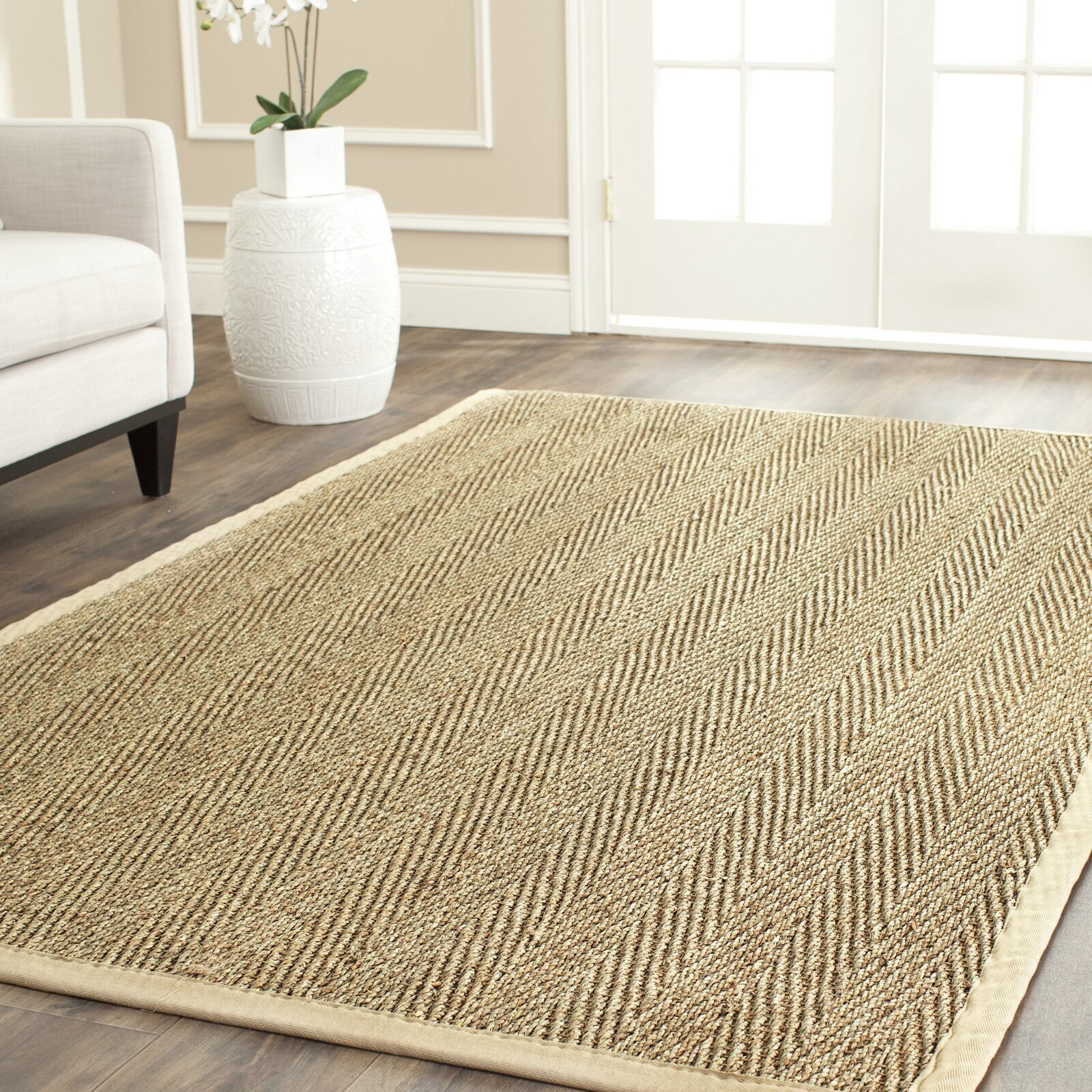 Bamboo and Seagrass Light Color Japandi Rug 