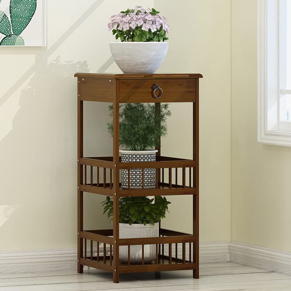 Bamboo Plant Stand With Storage 