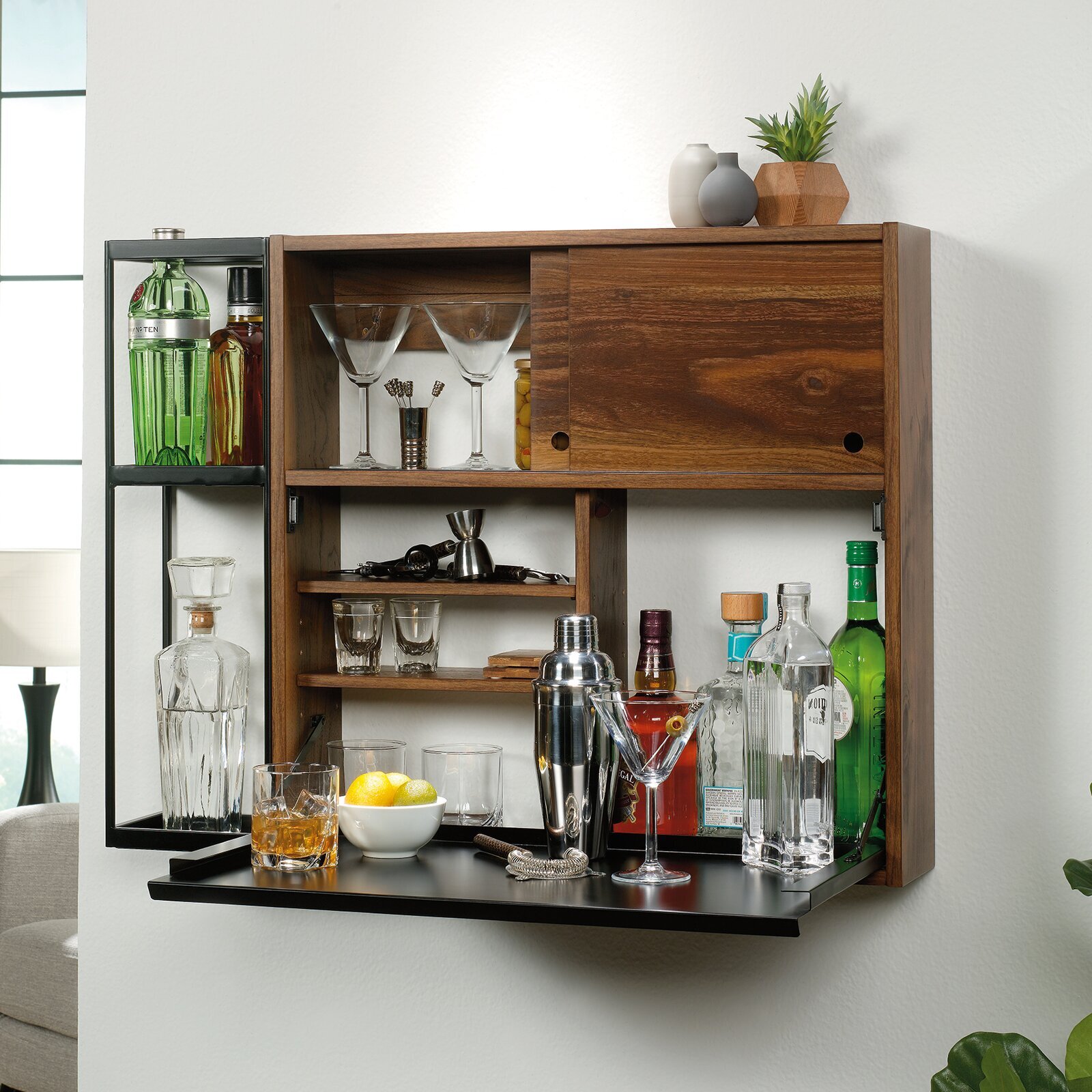 Bar units for homes: open & closed storage