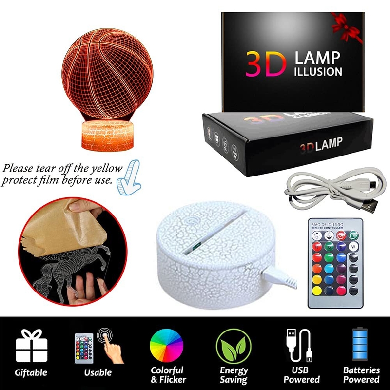 Basketball Night Light 3D LED Illusion Lamp with Remote Controller