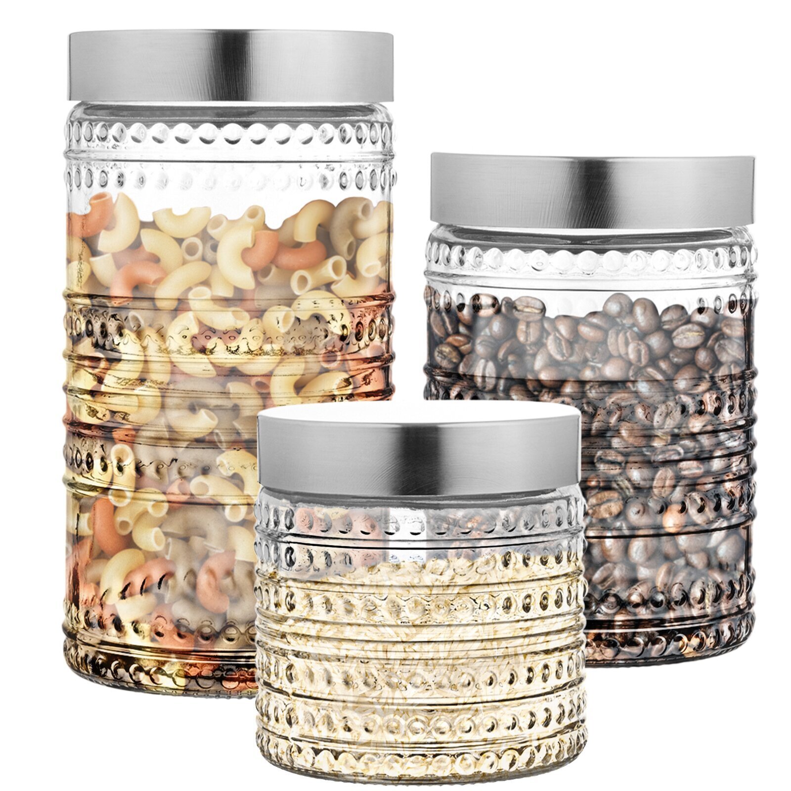 Beaded 3 Piece Kitchen Canister Set 