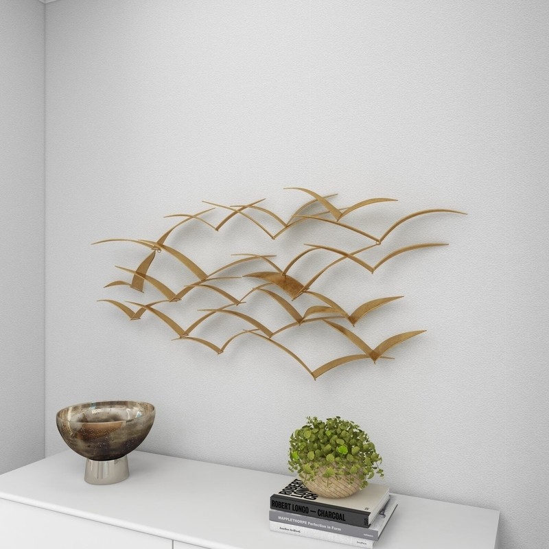 Beautiful Patterned Metal Flocking Birds Wall Decor