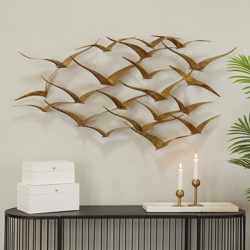 Beautiful Patterned Metal Flocking Birds Wall Decor