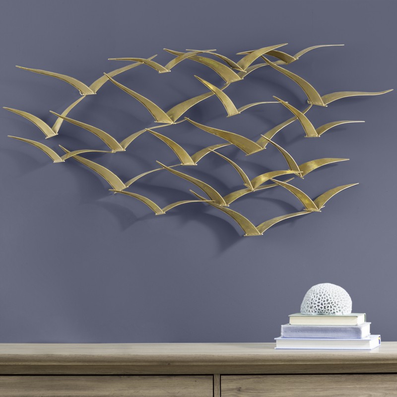 Beautiful Patterned Metal Flocking Birds Wall Decor