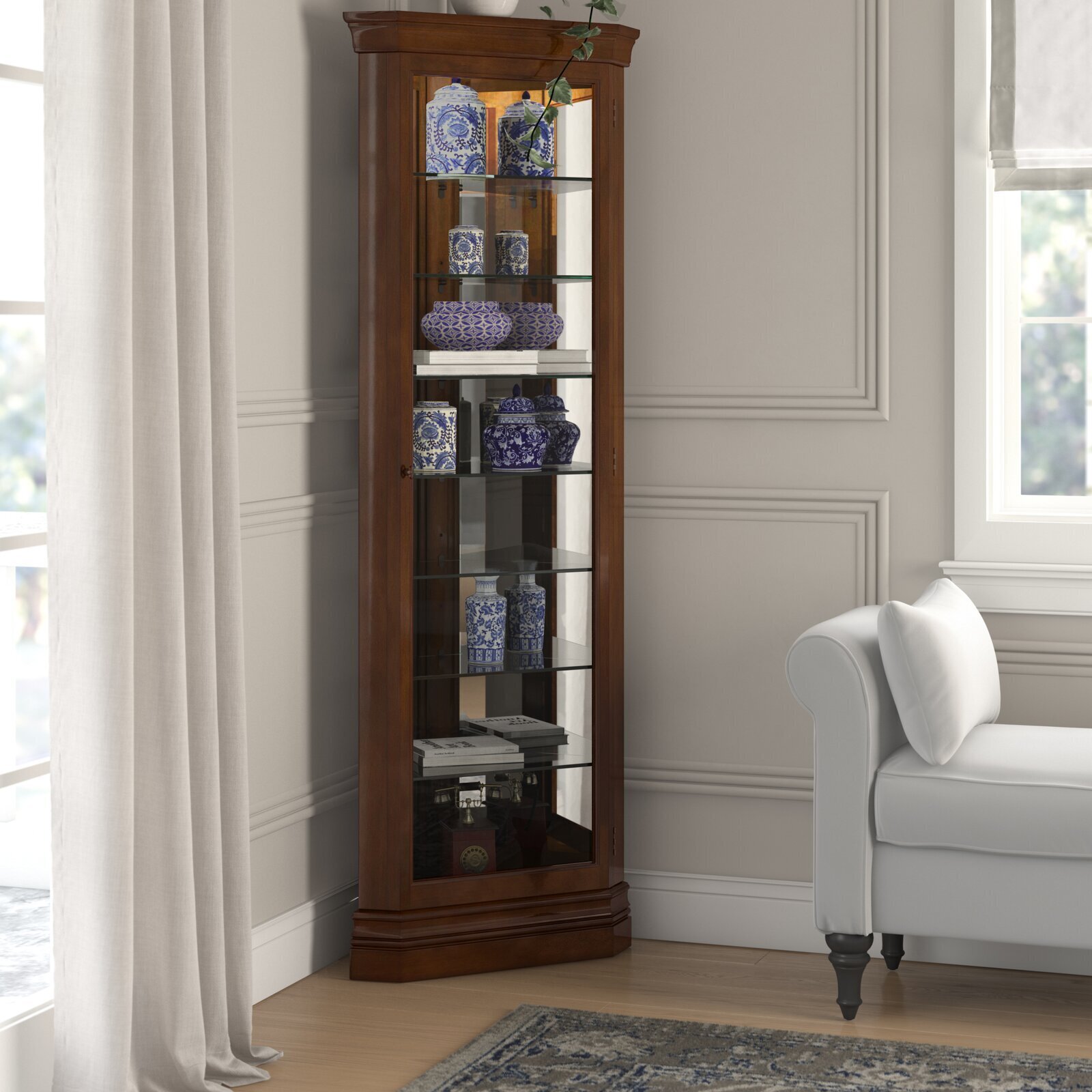 Beautiful Wooden Modern Curio Cabinet Corner
