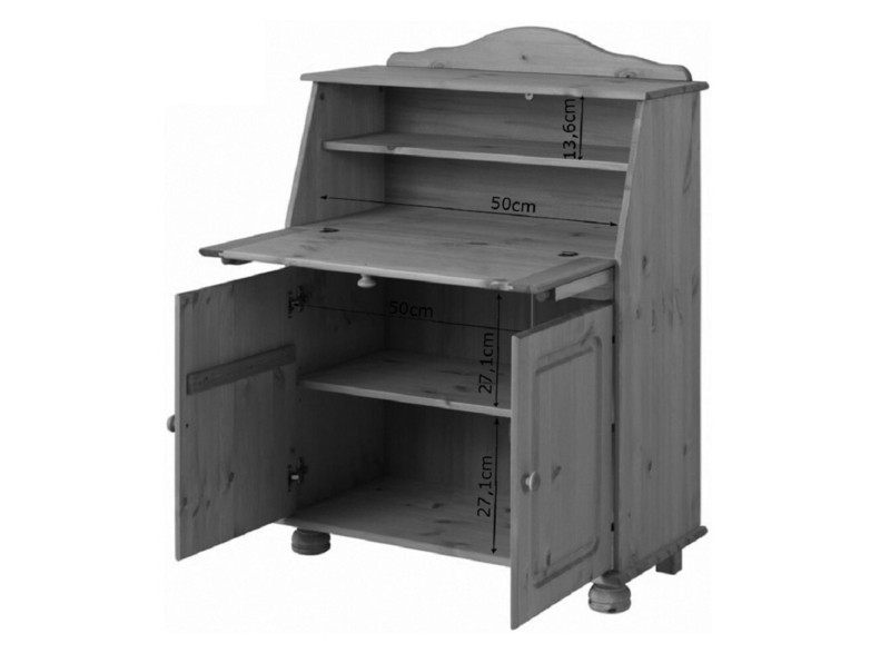 Benedetto Solid Wood Secretary Desk with Hutch
